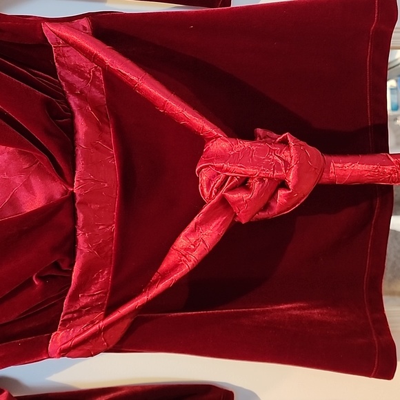 Beautiful red velvet women's top by Notations size small with waist tie - Picture 4 of 8
